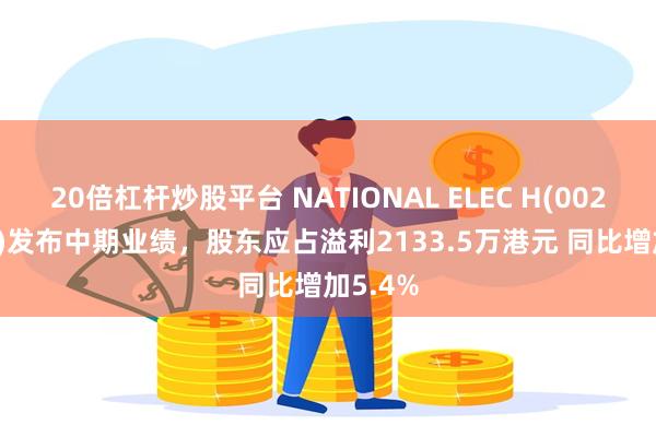 20倍杠杆炒股平台 NATIONAL ELEC H(00213.HK)发布中期业绩，股东应占溢利2133.5万港元 同比增加5.4%